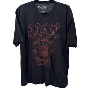 AC/DC Dirty Deeds Done Dirt Cheap Band T-Shirt Liquid Blue XL Black